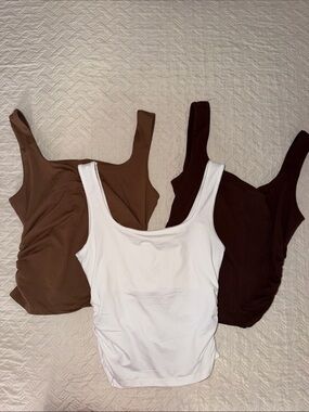 Women's Scoop Neck Tank Top - White, Brown, Dark Brown
